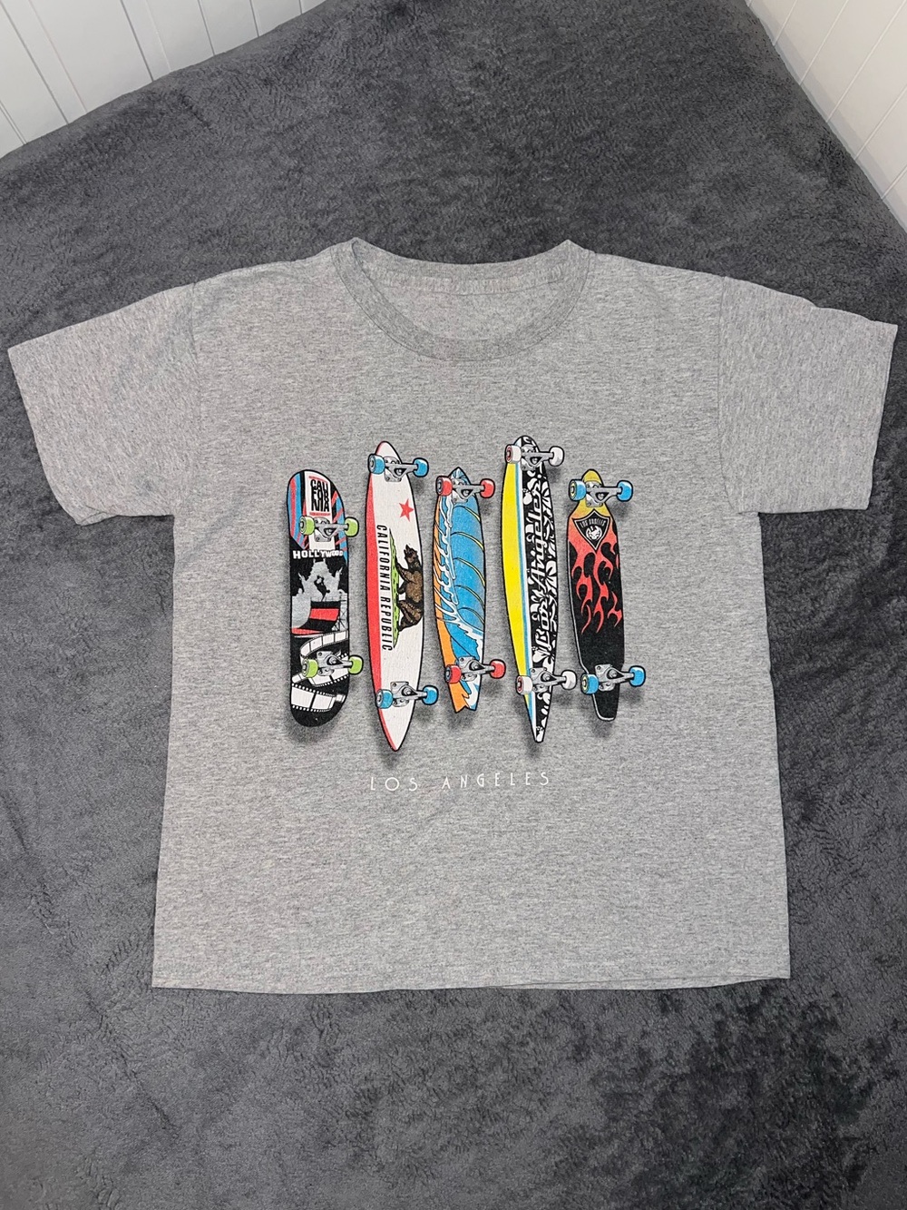 Kids Short-Sleeve Gray Skateboard Graphic Tee